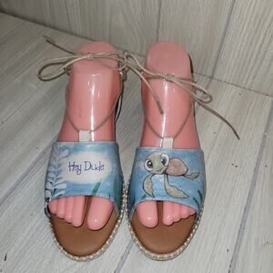 Dogo Womens Hazel Caretta Hey Dude Sea Turtle Sandals Vegan Leather Ankle Tie 6